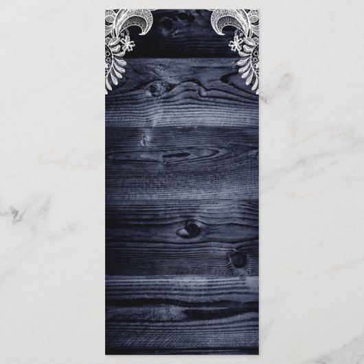 Rustic Blue Wood Lace Wedding Menu (Achterkant)