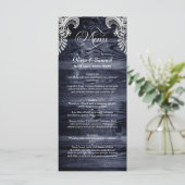 Rustic Blue Wood Lace Wedding Menu (Staand voorkant)