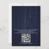 Rustic Blue Wood Lavender Elegant QR Code Wedding Kaart (Achterkant)