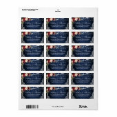 Rustic Blue Wood Lights Lace Floral Address Etiket (Full Sheet)