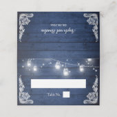 Rustic Blue Wood Mason Jar Lights Wedding Plaatskaartje (Buitenkant ongevouwen)