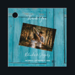 Rustic Blue Wood Photo Wedding Gift Bedankjes Labels<br><div class="desc">Dit ontwerp kenmerkt een blauwe rustic houtachtergrond met een selectie van de foto's van uw persoonlijk paar. De bijtende blauwe houten achtergrond wordt aangevuld door de witte tekst en een persoonlijke foto. De blauwe tinten van het hout creëer een roestachtig nautisch gevoel. Elegant bruiloft cadeaubont begunstigt tagontwerp met moderne elementen....</div>