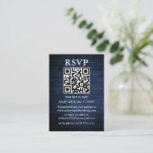Rustic Blue Wood QR Wedding RSVP Informatiekaartje (Staand voorkant)