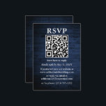 Rustic Blue Wood QR Wedding RSVP Informatiekaartje<br><div class="desc">Rustic Blue Wood Wedding RSVP Kaart met je QR-code.</div>