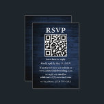 Rustic Blue Wood QR Wedding RSVP Informatiekaartje<br><div class="desc">Rustic Blue Wood Wedding RSVP Kaart met je QR-code.</div>