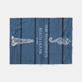 Rustic Blue Wood Seahorse Lighthouse Beach House Fleece Deken (Voorkant (Horizontaal))