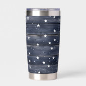 Rustic Blue Wood Stars  Geïsoleerde Drinkbeker (Achterkant)
