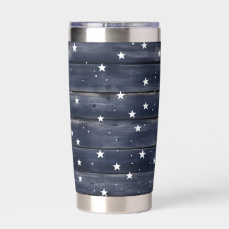 Rustic Blue Wood Stars  Geïsoleerde Drinkbeker