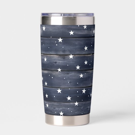 Rustic Blue Wood Stars  Geïsoleerde Drinkbeker (Achterkant)