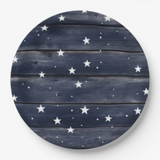 Rustic Blue Wood Stars  Papieren Bordje