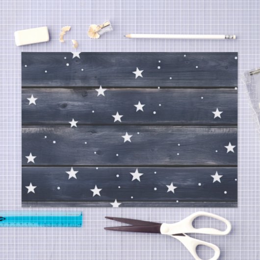 Rustic Blue Wood Stars Tissuepapier (Craft)