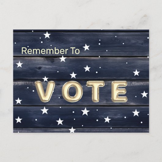 Rustic Blue Wood Stars  Vote Briefkaart (Voorkant)