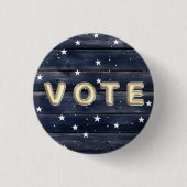 Rustic Blue Wood Stars  Vote Ronde Button 3,2 Cm (Voorkant)