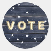 Rustic Blue Wood Stars  Vote Ronde Sticker (Voorkant)