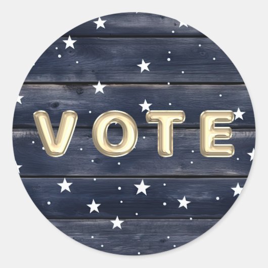 Rustic Blue Wood Stars  Vote Ronde Sticker (Voorkant)