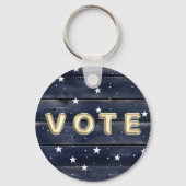 Rustic Blue Wood Stars  Vote Sleutelhanger (Voorkant)