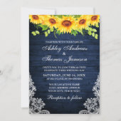 Rustic Blue Wood Sunflower Floral Greenery Lace Kaart (Voorkant)