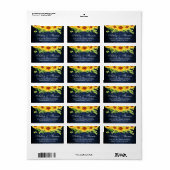 Rustic Blue Wood Sunflower Floral Weddenschap Etiket (Full Sheet)