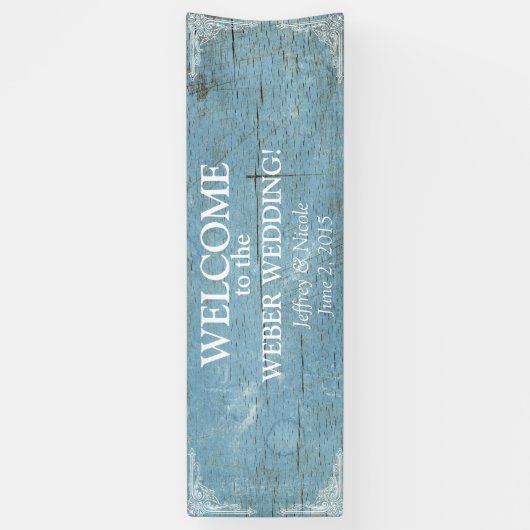 Rustic Blue Wood Weddenschap met Vlaamse banner (Verticaal)