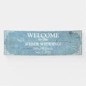 Rustic Blue Wood Weddenschap met Vlaamse banner (Horizontaal)