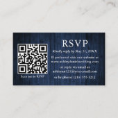 Rustic Blue Wood Wedding QR Foto RSVP Informatiekaartje (Voorkant)