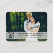 Rustic Blue Wood Wedding Website QR Overlay Foto Informatiekaartje (Voorkant)