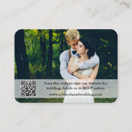 Rustic Blue Wood Wedding Website QR Overlay Foto Informatiekaartje