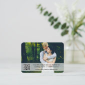 Rustic Blue Wood Wedding Website QR Overlay Foto Informatiekaartje (Staand voorkant)
