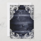 Rustic Blue Wood White Lace Wedding Kaart (Achterkant)