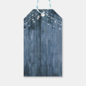 Rustic Blue Wood, White Light Strings Dank je Cadeaulabel (Achterkant)