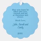 Rustic Blue Wreath - Uw foto - Gepersonaliseerd Ornament Kaart (Achterkant)