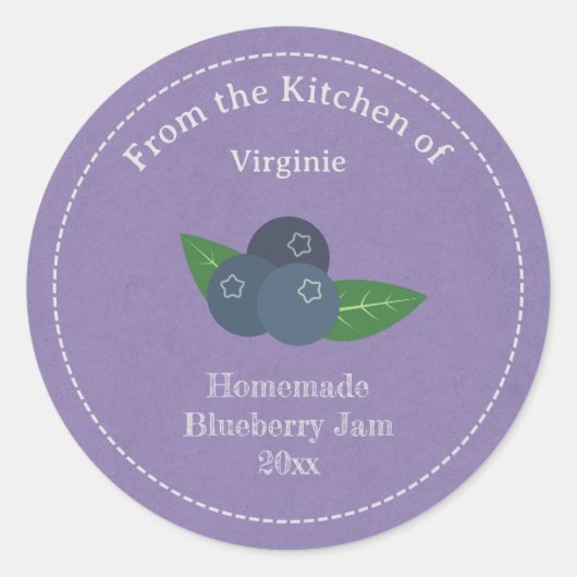 Rustic Blueberry Jam Label Sticker (Voorkant)