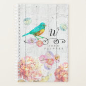 Rustic Bluebird Pink Hydrangea Floral Monogram Planner (Voorkant)