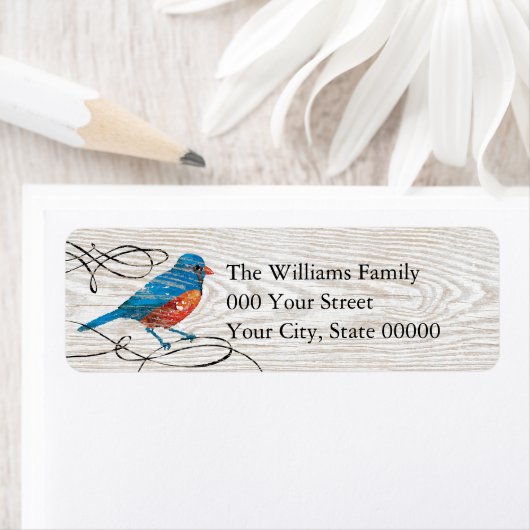Rustic Bluebird Return Address Etiket (Insitu)
