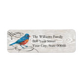 Rustic Bluebird Return Address Etiket (Voorkant)