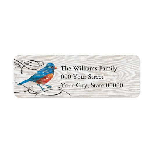 Rustic Bluebird Return Address Etiket (Voorkant)