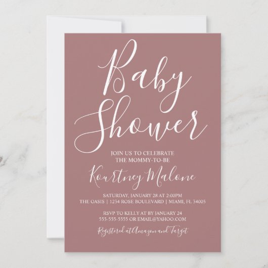 Rustic Blush Baby shower Fotouitnodiging Kaart (Voorkant)