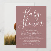 Rustic Blush Baby shower Fotouitnodiging Kaart (Voorkant / Achterkant)
