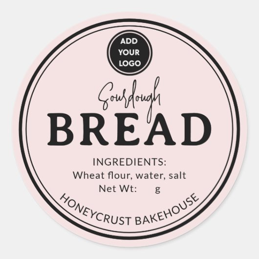 Rustic Blush Bakery Sourdough Bread Label Sticker (Voorkant)
