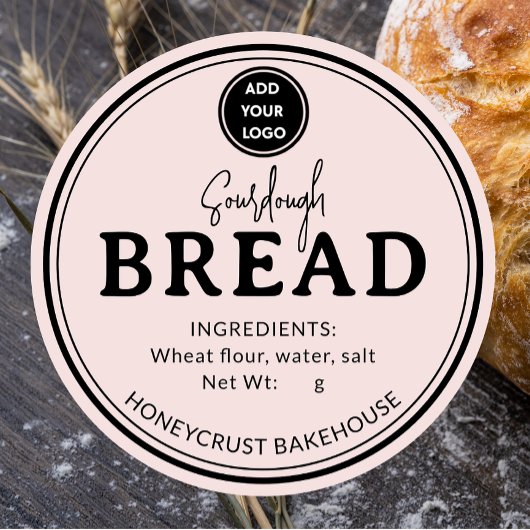 Rustic Blush Bakery Sourdough Brood Label Sticker