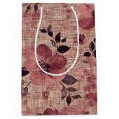 Rustic Blush Bloem Motief Linnen (2) Medium Cadeauzakje (Voorkant)