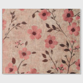 Rustic Blush Bloem Motief Linnen (4) Cadeaupapier (Vlak)