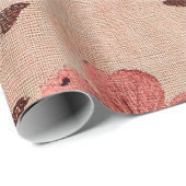 Rustic Blush Bloem Motief Linnen (4) Cadeaupapier (Rol Hoek)