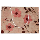 Rustic Blush Bloem Motief Linnen (4) Groot Cadeauzakje (Achterkant)