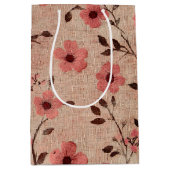 Rustic Blush Bloem Motief Linnen (4) Medium Cadeauzakje (Voorkant)