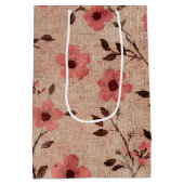Rustic Blush Bloem Motief Linnen (4) Medium Cadeauzakje (Achterkant)