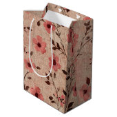 Rustic Blush Bloem Motief Linnen (4) Medium Cadeauzakje (Achterkant Gekanteld)