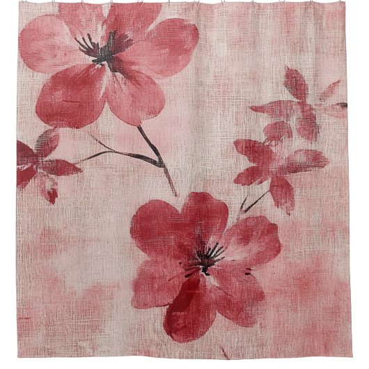 Rustic Blush Bloem Motief Linnen (5) Douchegordijn (Voorkant)