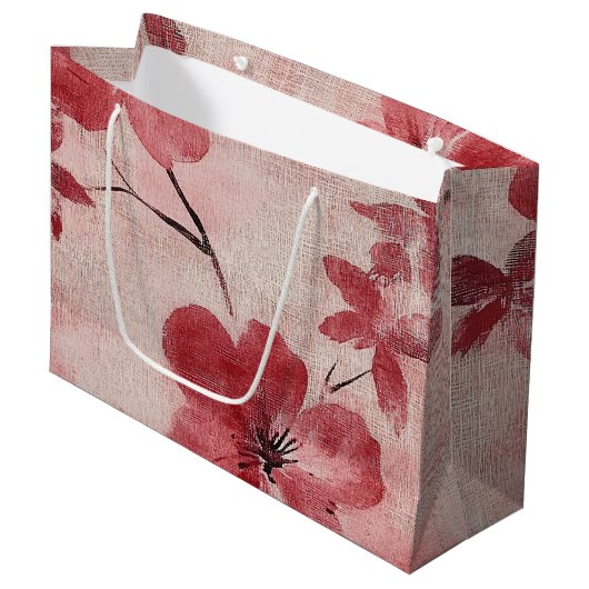 Rustic Blush Bloem Motief Linnen (5) Groot Cadeauzakje (Voorkant Gekanteld)