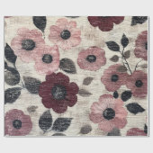 Rustic Blush Bloem Motief Linnen (7) Cadeaupapier (Vlak)